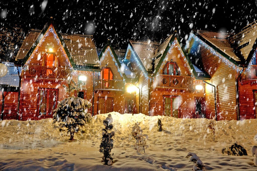 Winter storm in residential neighborhood