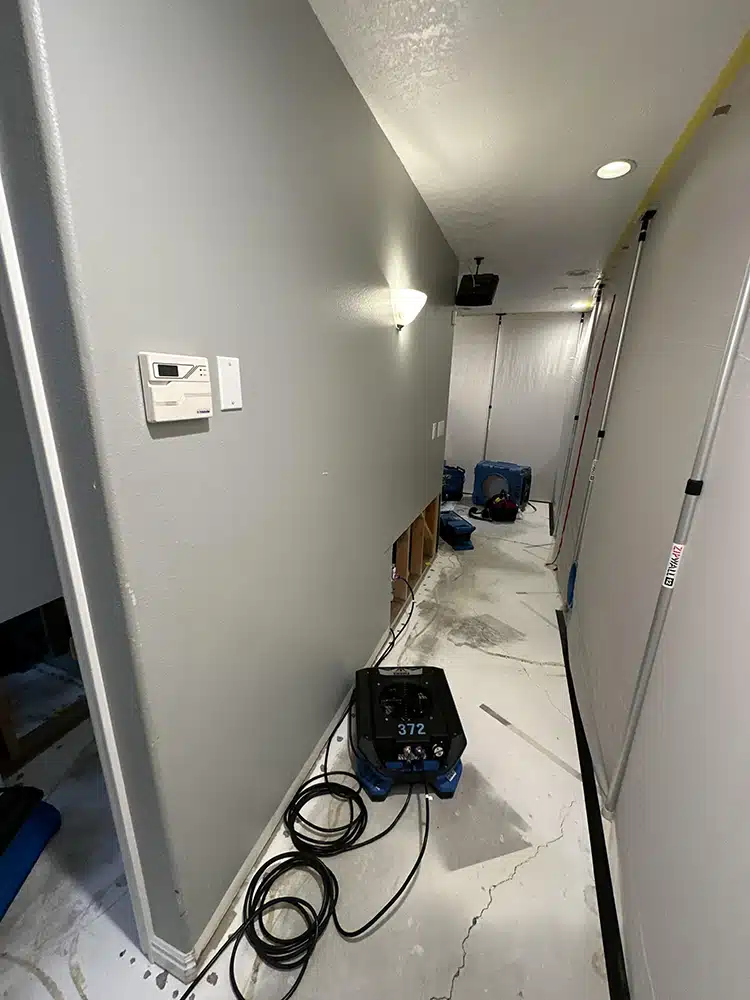 Structural drying with equitment set up in hallway in Lehi, UT